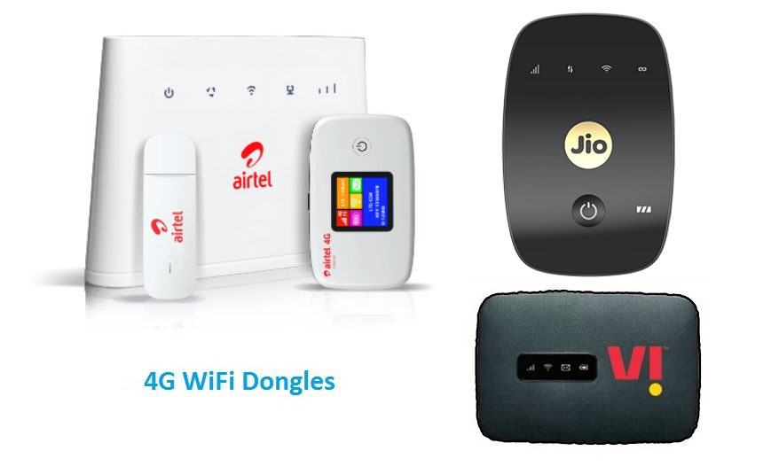 4G LTE Dongle or Wi-Fi Data Card offers: Vi, Airtel & Jio