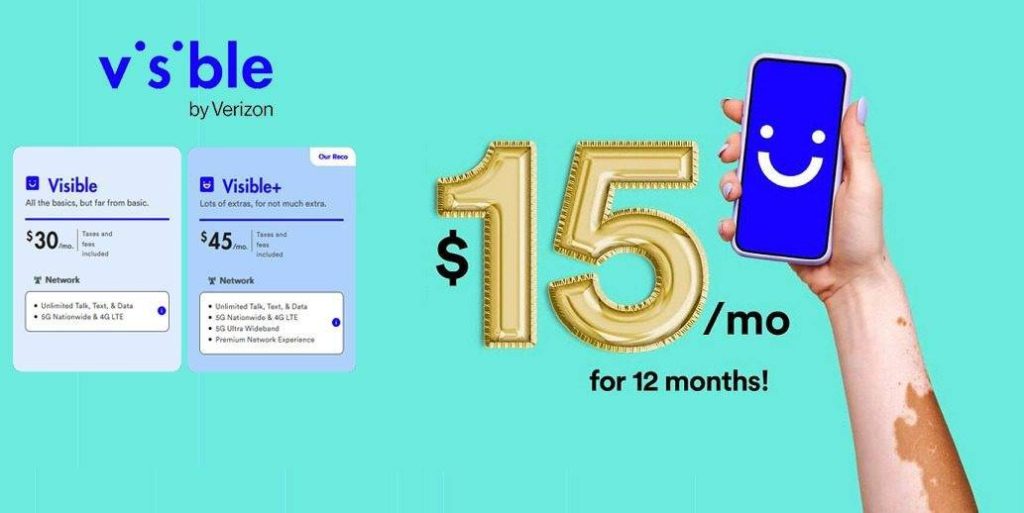 Visible by Verizon Offer $15/mo Off on Unlimited Plans for one year